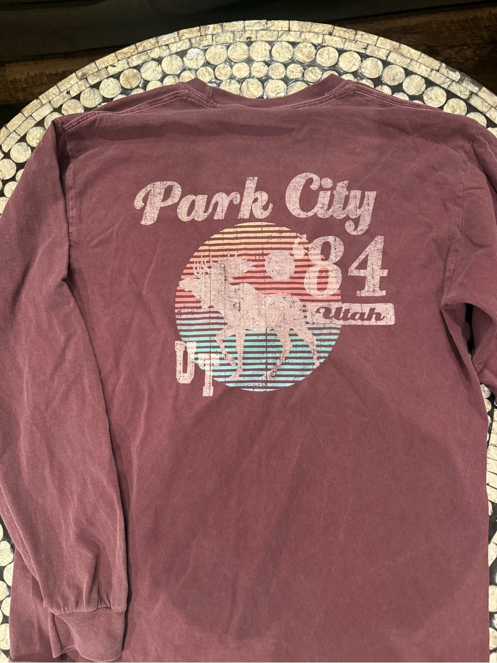 Comfort Colors Maroon Park City '84 Graphic Long Sleeve Tee - Picture 3 of 3